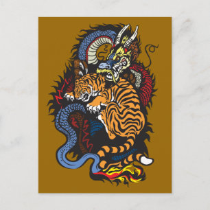 Postal lucha de dragones y tigres