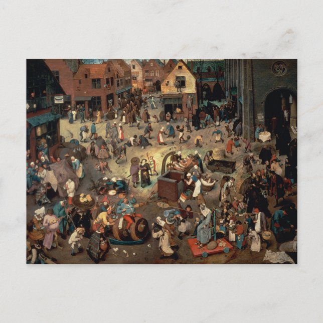 Postal Lucha entre el carnaval y la Cuaresma, 1559 (Anverso)
