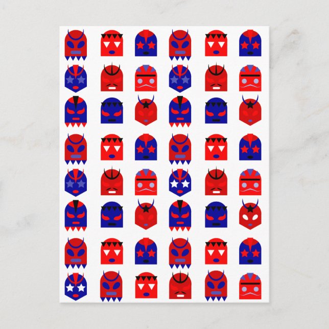 Postal lucha libre mascarillas (Anverso)