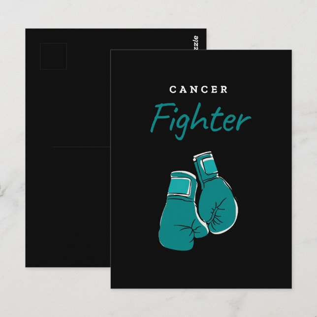 Postal luchador contra el cáncer, verde azulado (Anverso / Reverso)