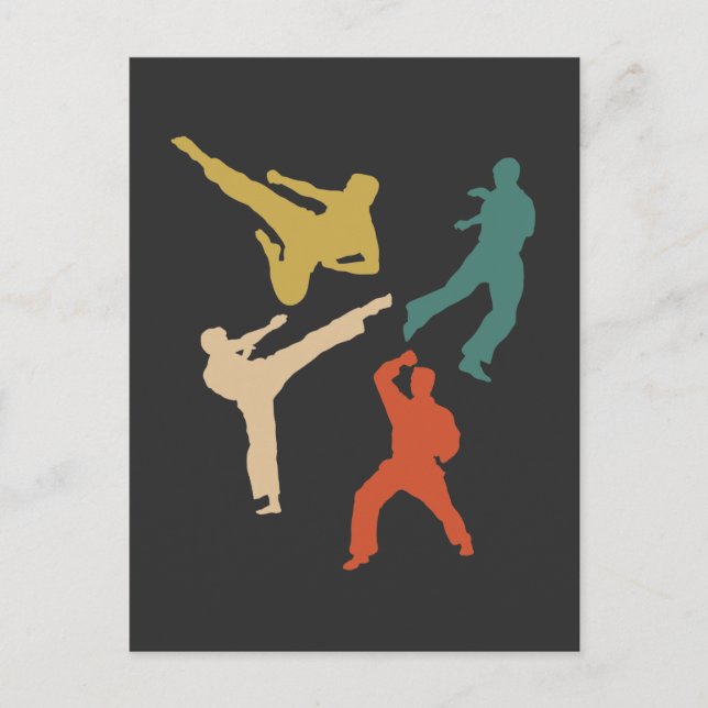 Postal Luchador de Retro Karate inicia artes marciales (Anverso)