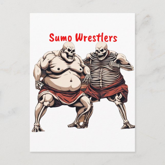 Postal Luchadores De Sumo Skeleton En Acción (Anverso)