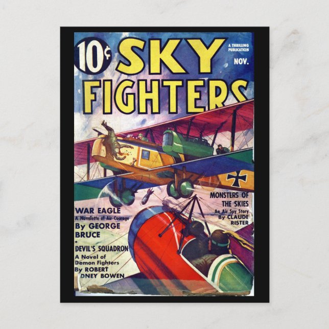 Postal Luchadores del cielo - Arte de pulpa nov. 1937a (Anverso)