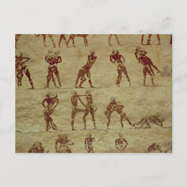 Postal Luchadores, detalles de una pintura en la pared de (Anverso)