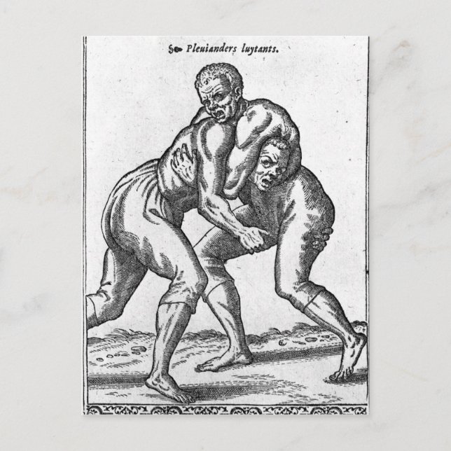 Postal Luchadores turcos (Anverso)