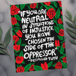 Postal Luchar contra la injusticia Desmond Tutu Cita Band<br><div class="desc">Envíe esto como una postal o utilice como ilustración para mostrar. Personalizar esta tarjeta con tu propio texto en la parte posterior! ¡Revisa mi tienda para más!</div>