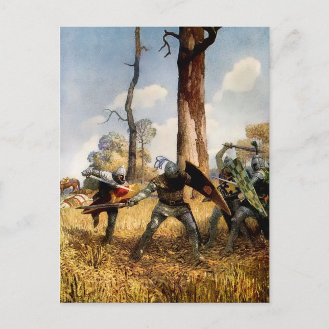 Postal “Lucharon a pie” de NC Wyeth (Anverso)