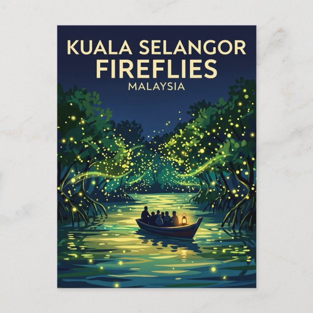 Postal Luciérnagas de Kuala Selangor Malasia (Anverso)