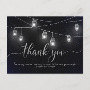 Postal Luciérnagas Mason Jar Lights Night Sky Gracias