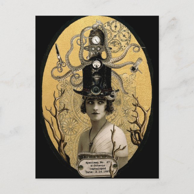 Postal Lucinda Octavio Steampunk (Anverso)