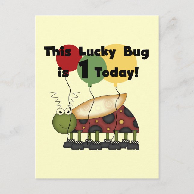 Postal Lucky Bug es camisetas de cumpleaños y regalos (Anverso)