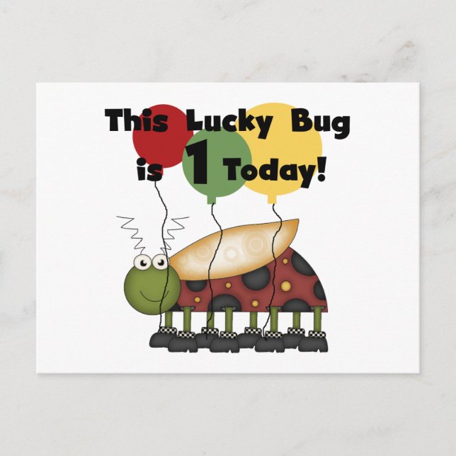 Postal Lucky Bug es camisetas de cumpleaños y regalos (Anverso)