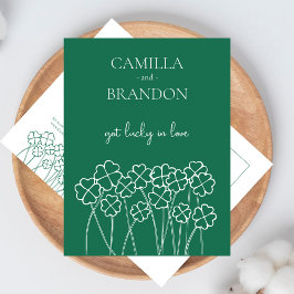 Postal Lucky Clover Emerald Green Modern Save The Date