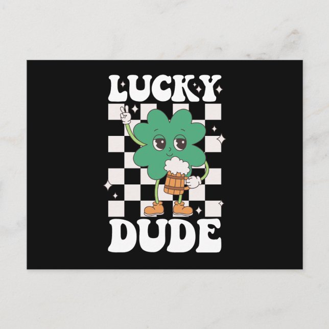 Postal Lucky Dude St Patricks Day Irish Groovy (Anverso)