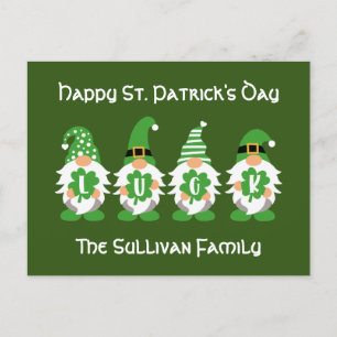 Postal Lucky Gnomes Leprechaun Nombre St Patricks Day