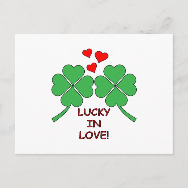 Postal Lucky In Love Hearts Clover (Anverso)