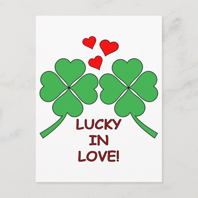 Postal Lucky In Love Hearts Clover (Anverso)