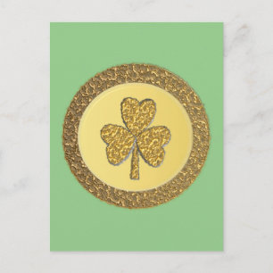 Postal Lucky Irish Shamrock Gold Coin