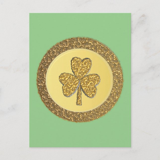 Postal Lucky Irish Shamrock Gold Coin (Anverso)