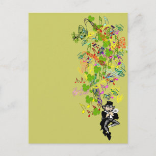 Postal Lucky Leprechaun Con Shamrock