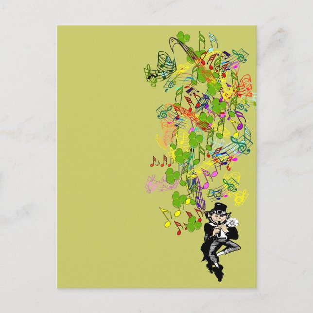 Postal Lucky Leprechaun Con Shamrock (Anverso)