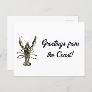 Postal Lucky Ocean Lobster Náutico Nature Art