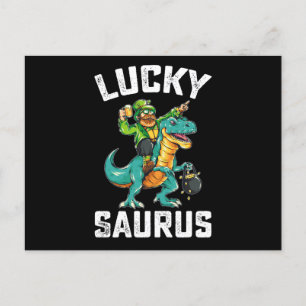Postal Lucky Saurus Dinosaur T Rex St Patrick's Day