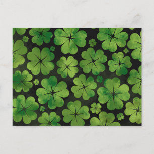 Postal Lucky Shamrock cuádruple patrón de trono cuádruple