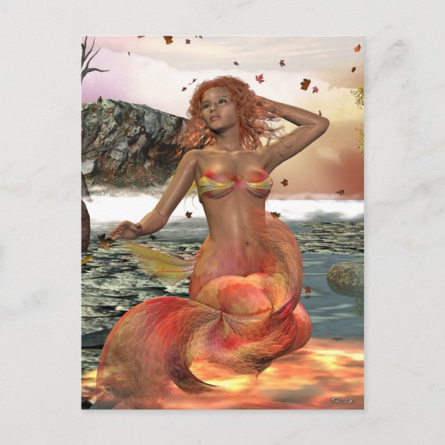 Postal LUCY Otoño De La Serie Temporal De Sirenas (Anverso)