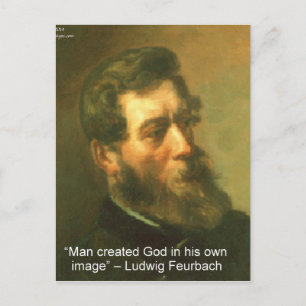 Postal Ludwig Feurbach & El hombre creó la cita de Dios