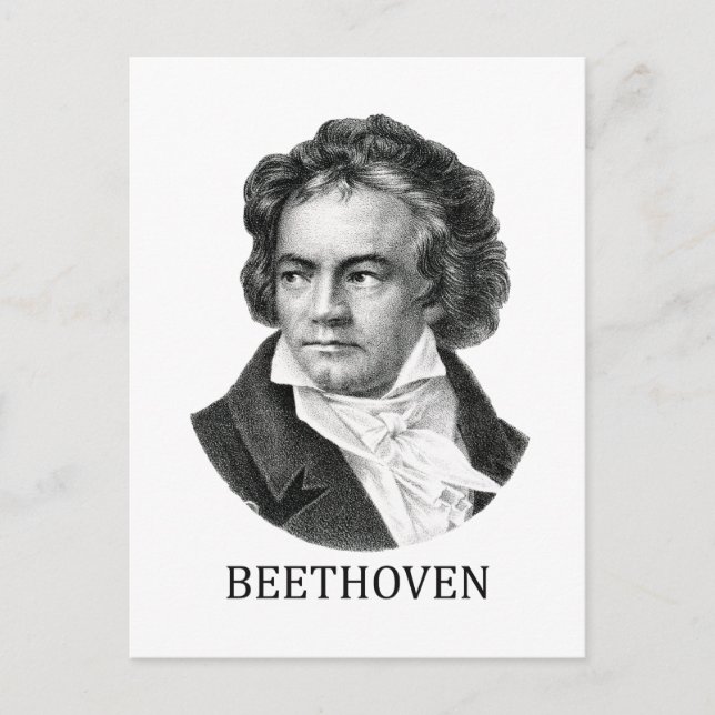 Postal Ludwig van Beethoven, negro (Anverso)