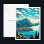 Postal Lugano Suiza ilustracion de viajes artísticos vint<br><div class="desc">Lugano Suiza Lugar de viaje vintage de arte ilustracion</div>