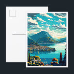 Postal Lugano Suiza ilustracion de viajes artísticos vint<br><div class="desc">Lugano Suiza Lugar de viaje vintage de arte ilustracion</div>
