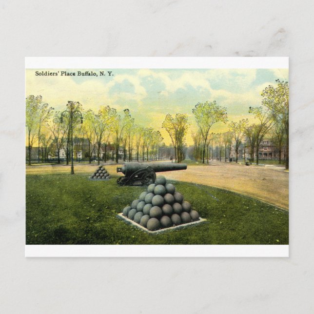 Postal Lugar de los soldados de época, Búfalo, Nueva York (Anverso)