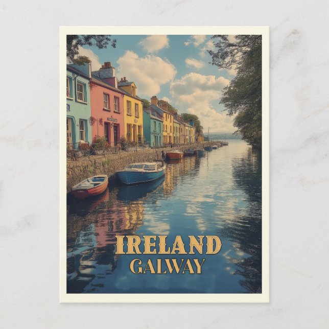 Postal Lugar de nacimiento de Galway Ireland Retro (Anverso)