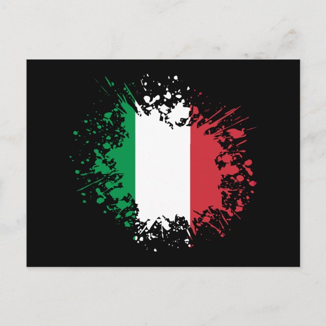 Postal Lugar de recuerdo de Italia, viaje con bandera ita (Anverso)