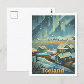 Postal Lugar de viaje famoso de Islandia Vintage