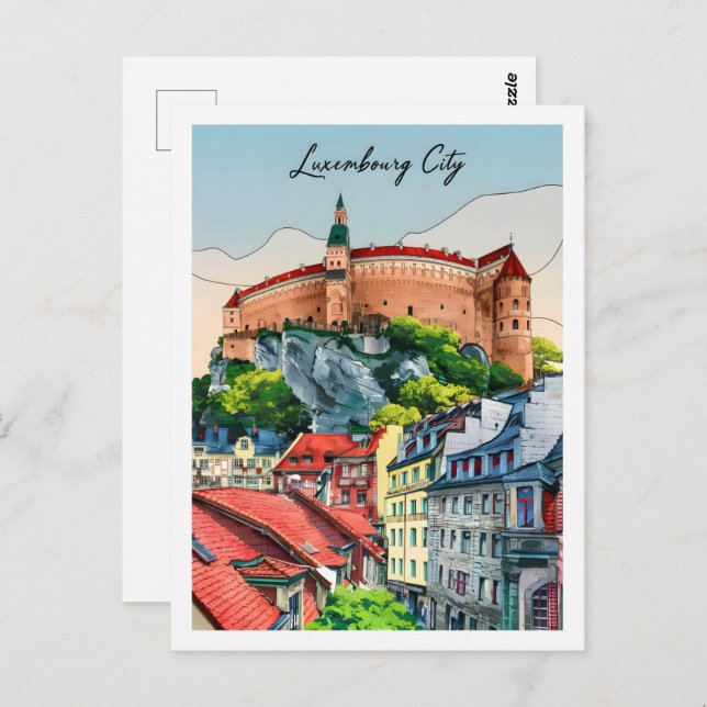 Postal Lugar de viaje famoso de la ciudad de Luxemburgo (Anverso / Reverso)
