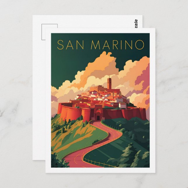 Postal Lugar de viaje famoso de San Marino (Anverso / Reverso)