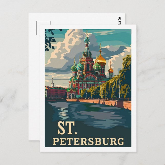 Postal Lugar de viaje famoso de San Petersburgo Rusia Vin (Anverso / Reverso)