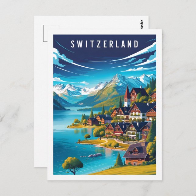 Postal Lugar de viaje famoso de Suiza (Anverso / Reverso)