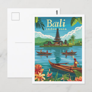 Postal Lugar de viaje famoso en Bali Indonesia