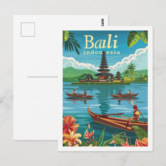 Postal Lugar de viaje famoso en Bali Indonesia (Anverso / Reverso)
