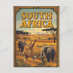 Postal Lugar de viaje famoso Safari vintage Sudáfrica Po