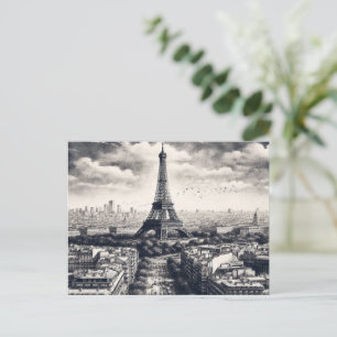 Postal Lugar emblemático de París en blanco y negro