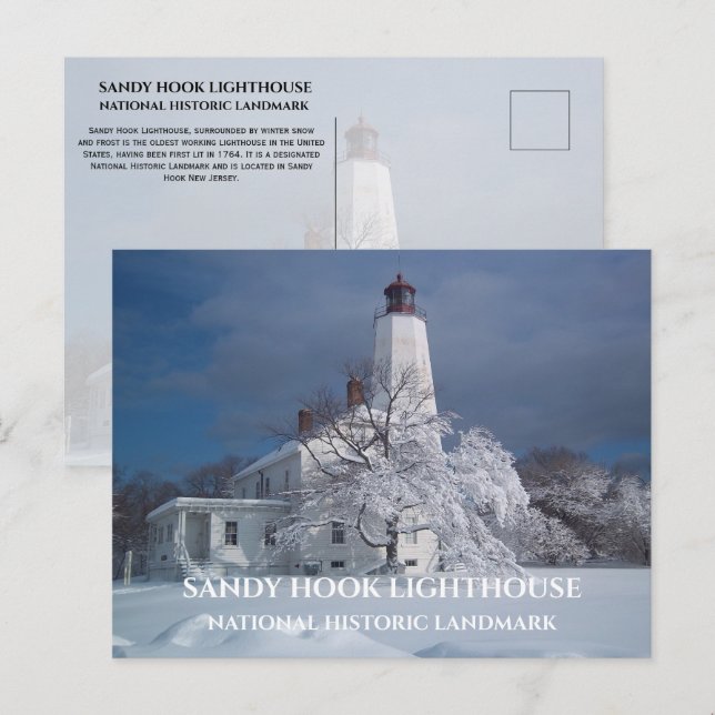 Postal Lugar histórico nacional del faro Sandy Hook (Anverso / Reverso)