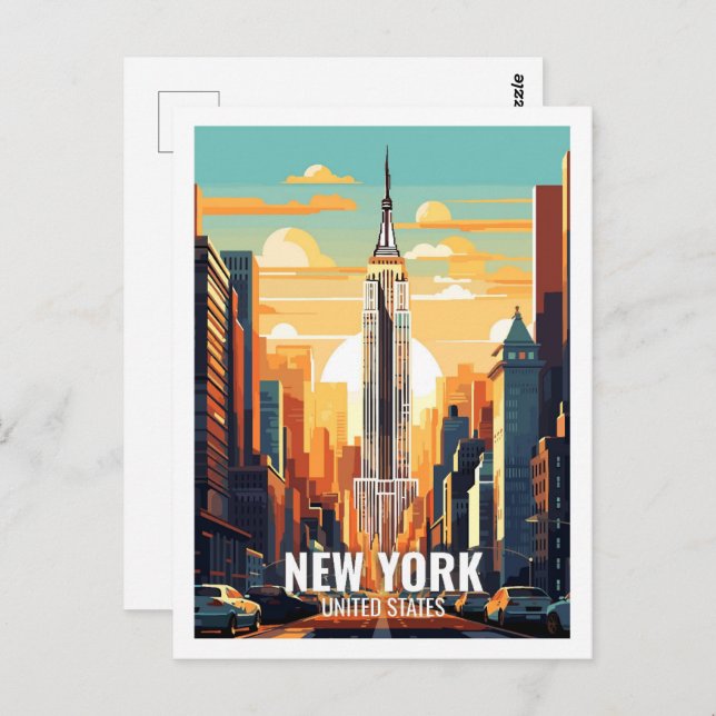 Postal Lugares de viaje famosos de los Estados Unidos (Anverso / Reverso)