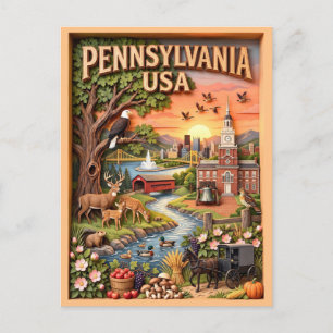 Postal Lugares emblemáticos de viaje de Pensilvania Vida 