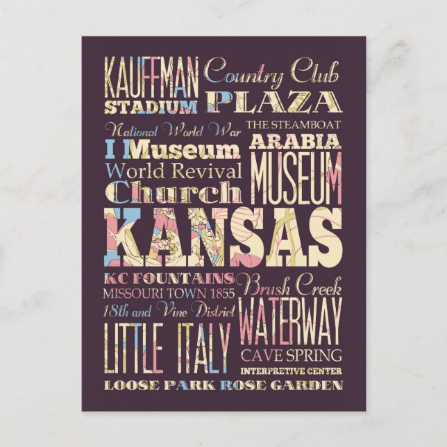 Postal Lugares famosos de Kansas, Estados Unidos. (Anverso)