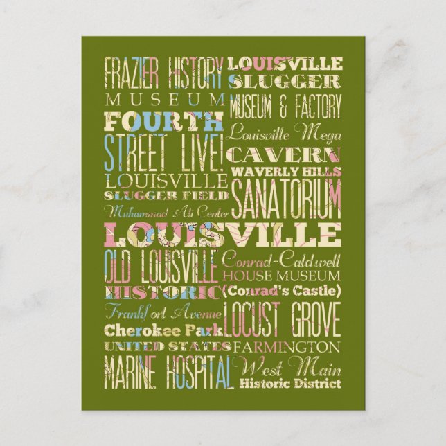 Postal Lugares famosos de Louisville, Kentucky. (Anverso)